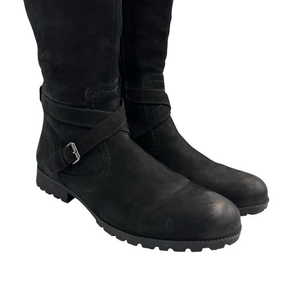 Hotter Comfort Concept Belle Black Nubuck Leather Knee High Moto Riding Boots - Picture 9 of 15